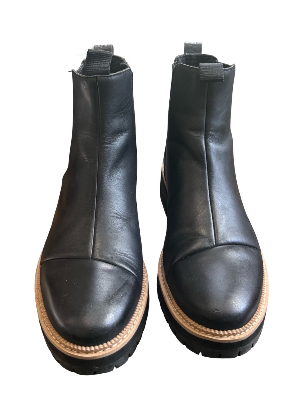 TOMS Dakota Black Leather Weather-Resistant Chelsea Boots Size 7 EUC - Picture 2 of 10